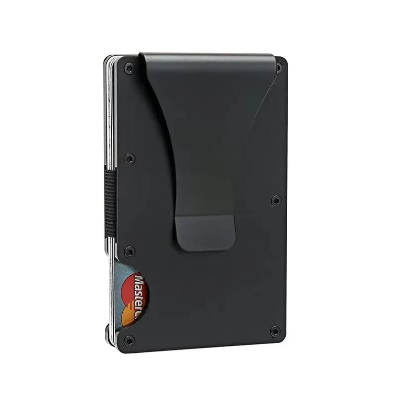 Ultra-thin carbon-effect aluminum RFID card wallet with money clip