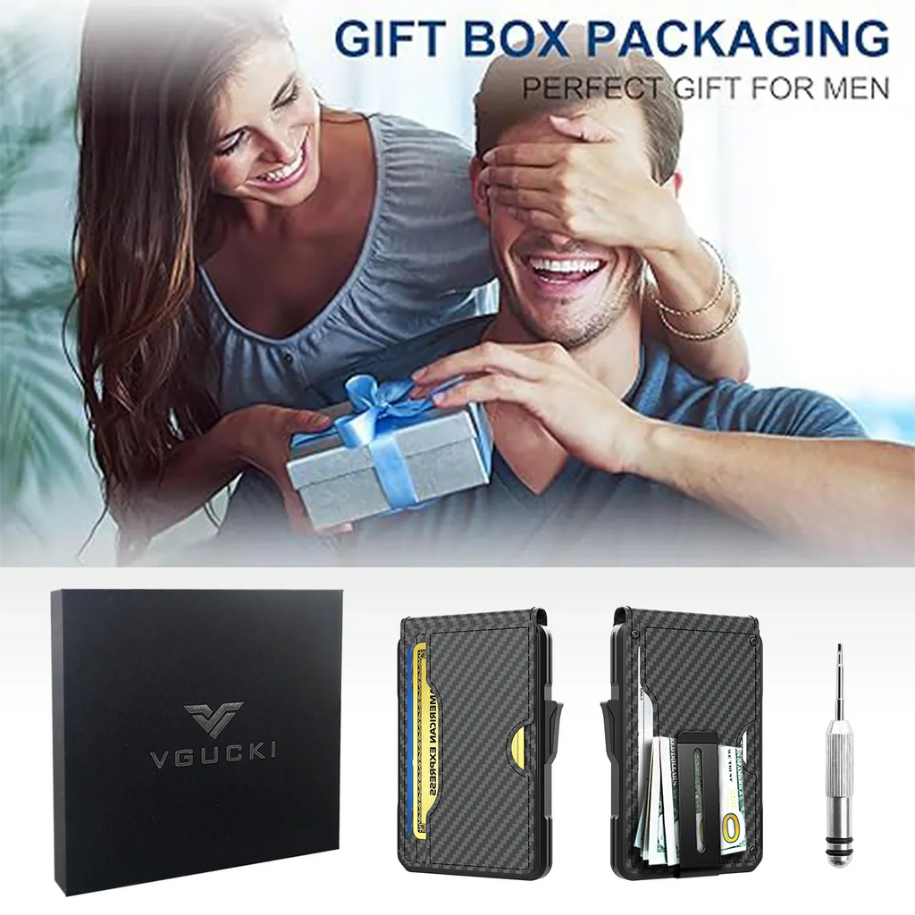 Men's RFID Aluminum Wallet with Pop-Up and Slim Bill Clip