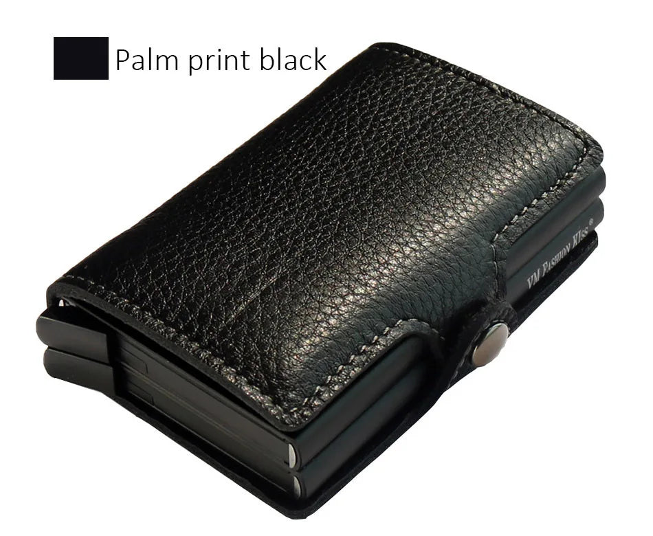 Genuine Leather and Aluminum RFID Wallet with Compact Card Holder