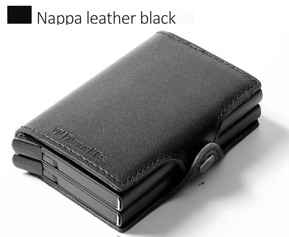 Genuine Leather and Aluminum RFID Wallet with Compact Card Holder