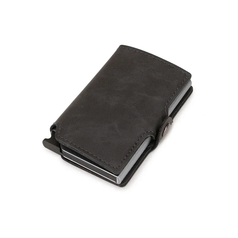 Slim RFID Leather and Aluminum Wallet with Secure Card Holder