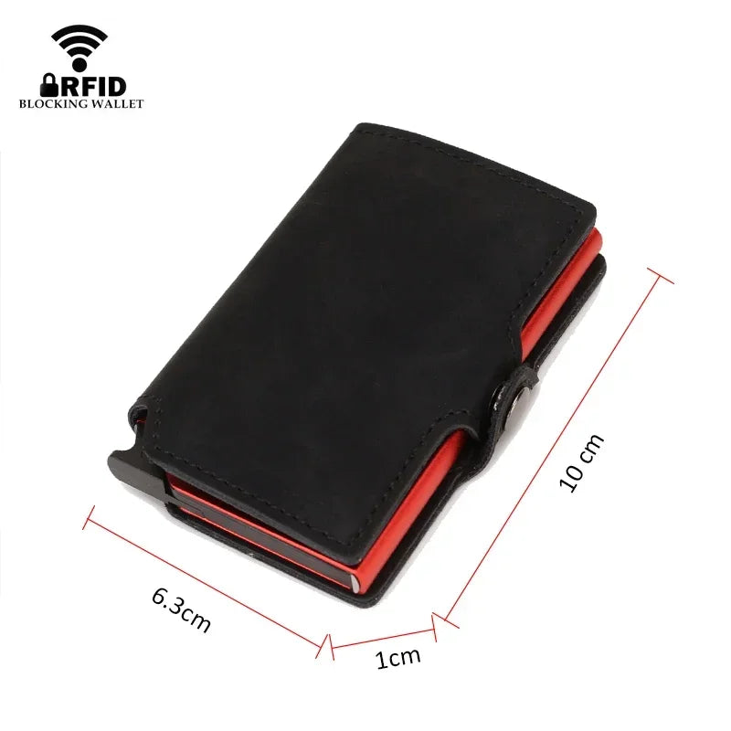 Slim RFID Leather and Aluminum Wallet with Secure Card Holder