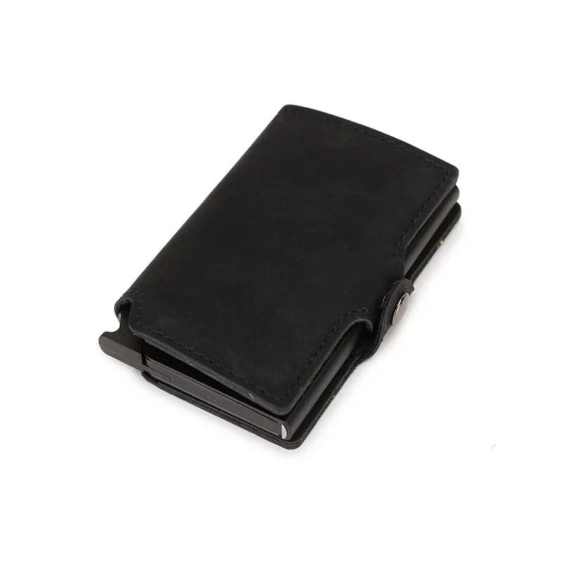 Slim RFID Leather and Aluminum Wallet with Secure Card Holder