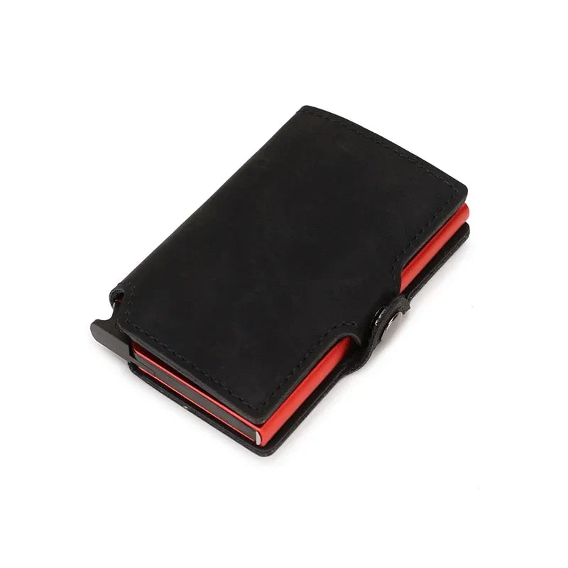 Slim RFID Leather and Aluminum Wallet with Secure Card Holder
