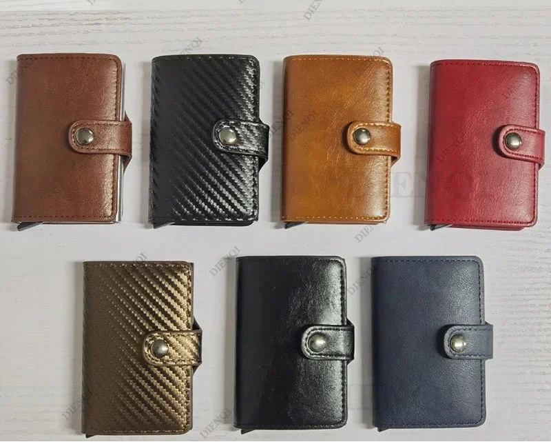 Compact PU Leather RFID Wallet with Secure Card Holder and Snap Button