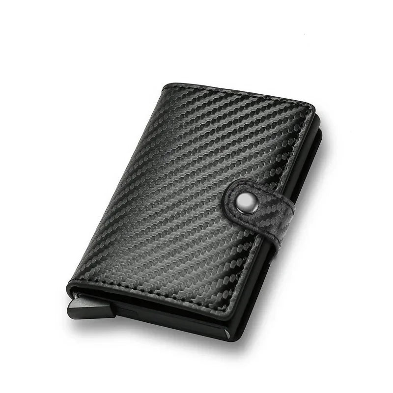 Compact PU Leather RFID Wallet with Secure Card Holder and Snap Button