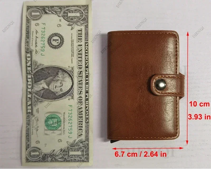Compact PU Leather RFID Wallet with Secure Card Holder and Snap Button