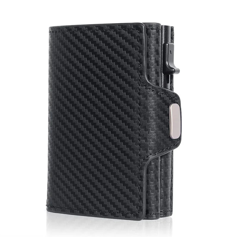 Slim Leather Wallet with RFID Pop-Up Card Holder and Multi-Function Compartments