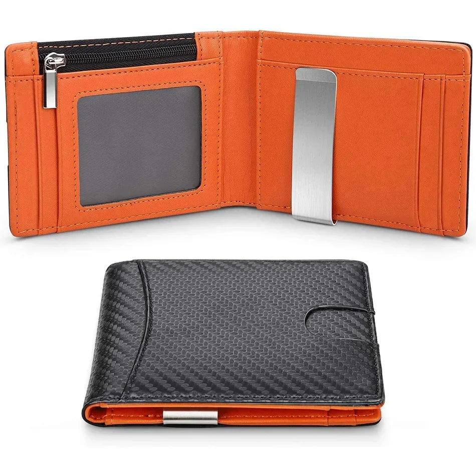 Slim Carbon Fiber RFID Unisex Wallet with Card Holder and Compartments