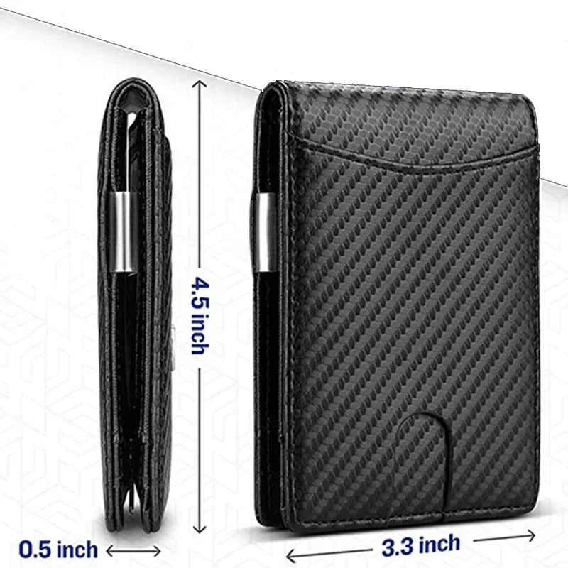 Slim Carbon Fiber RFID Unisex Wallet with Card Holder and Compartments