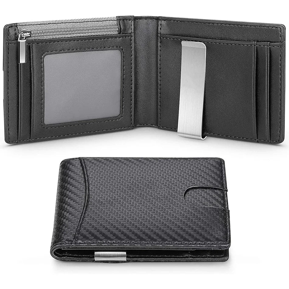 Slim Carbon Fiber RFID Unisex Wallet with Card Holder and Compartments