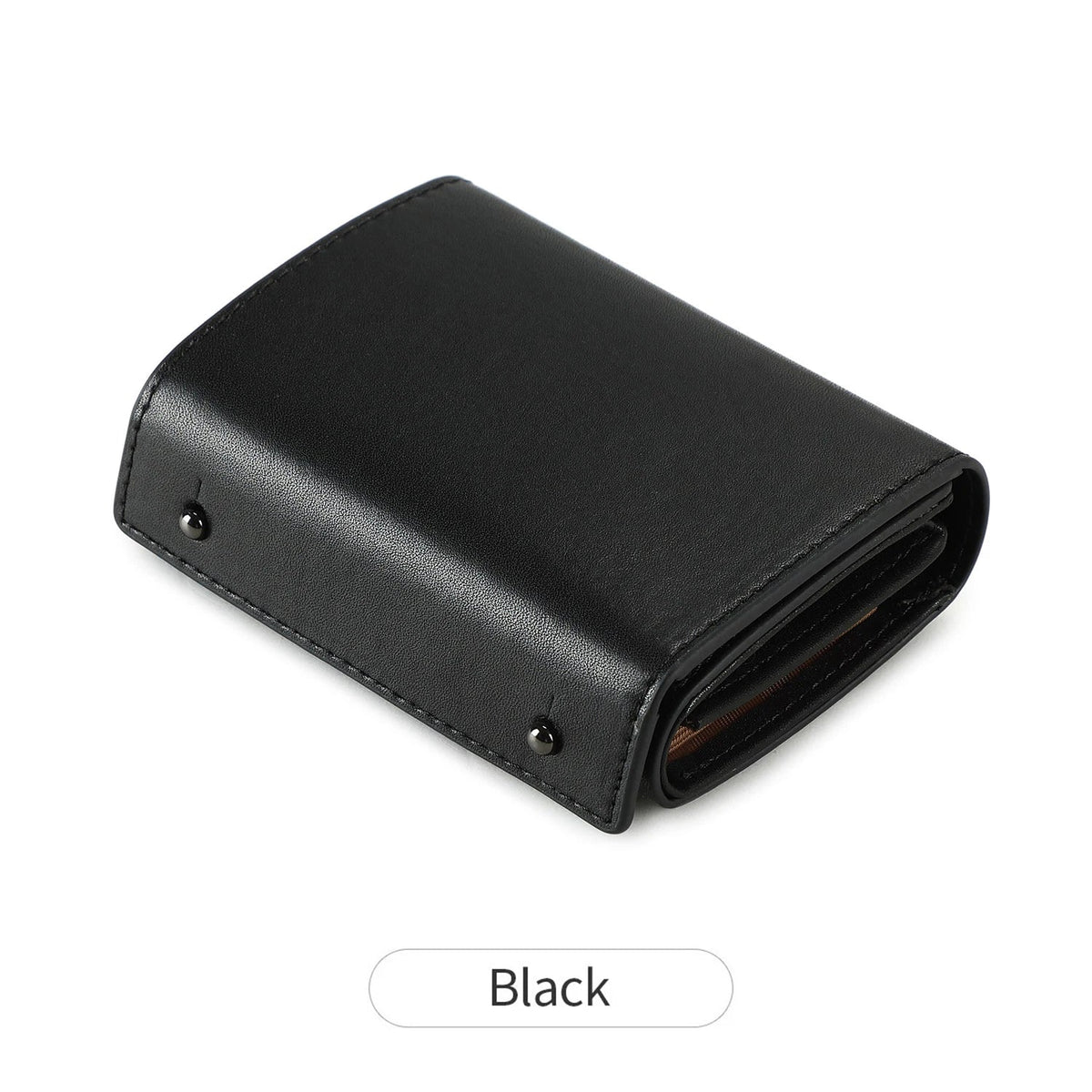 Compact multifunctional trifold PU leather wallet with zip and coin pocket