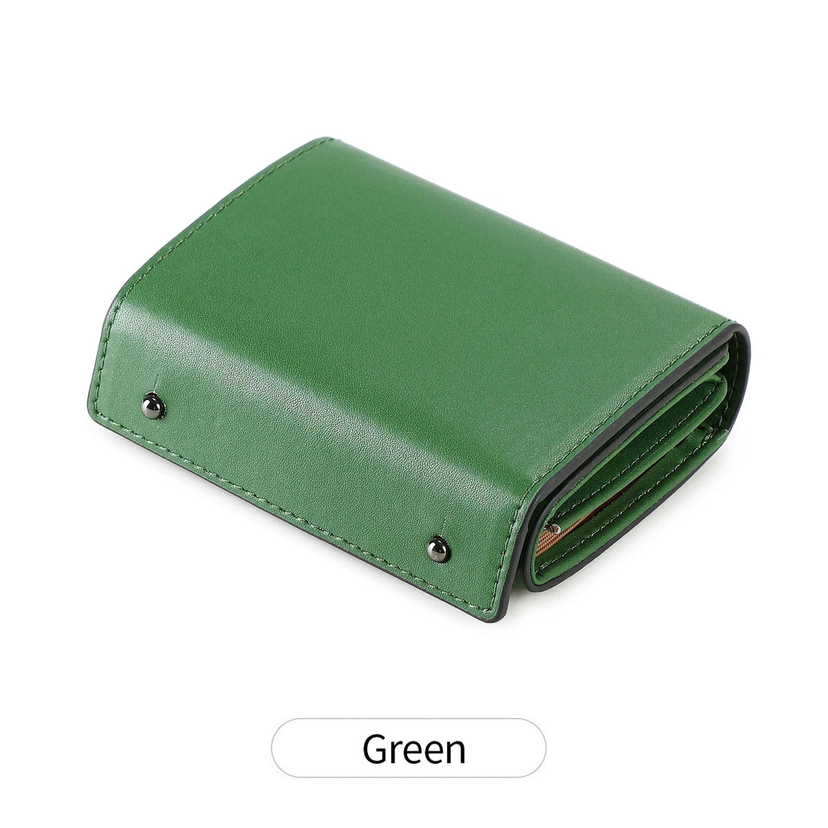 Compact multifunctional trifold PU leather wallet with zip and coin pocket