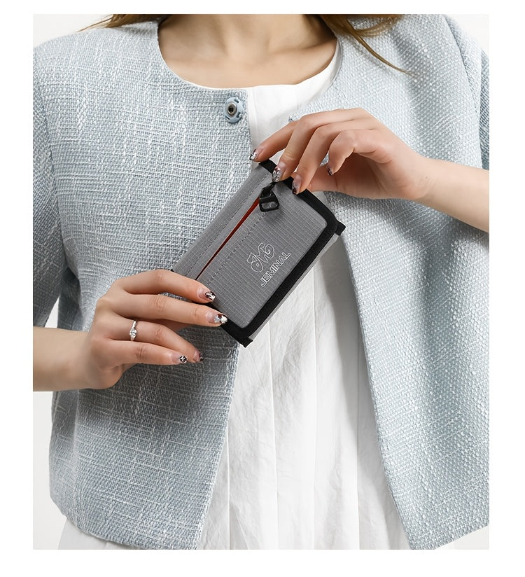 Unisex 3-Fold Wallet in Ripstop Nylon, Orange Zip