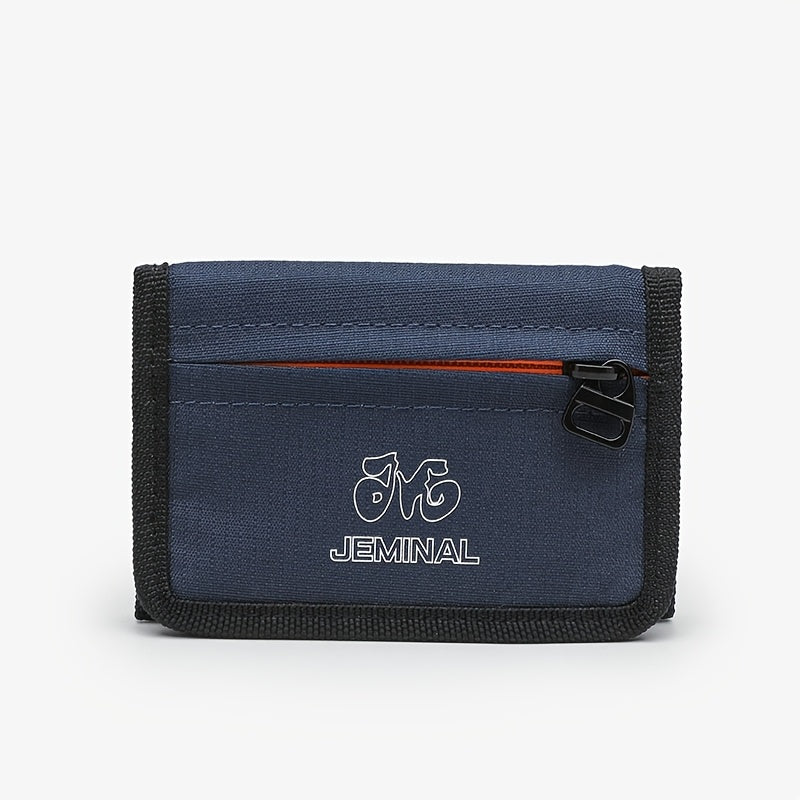Unisex 3-Fold Wallet in Ripstop Nylon, Orange Zip Image