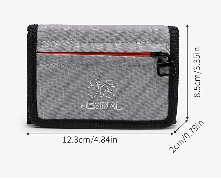 Unisex 3-Fold Wallet in Ripstop Nylon, Orange Zip