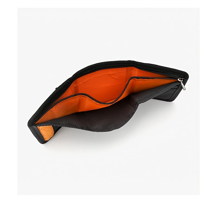 Unisex 3-Fold Wallet in Ripstop Nylon, Orange Zip