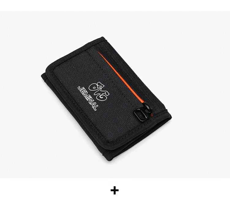 Unisex 3-Fold Wallet in Ripstop Nylon, Orange Zip