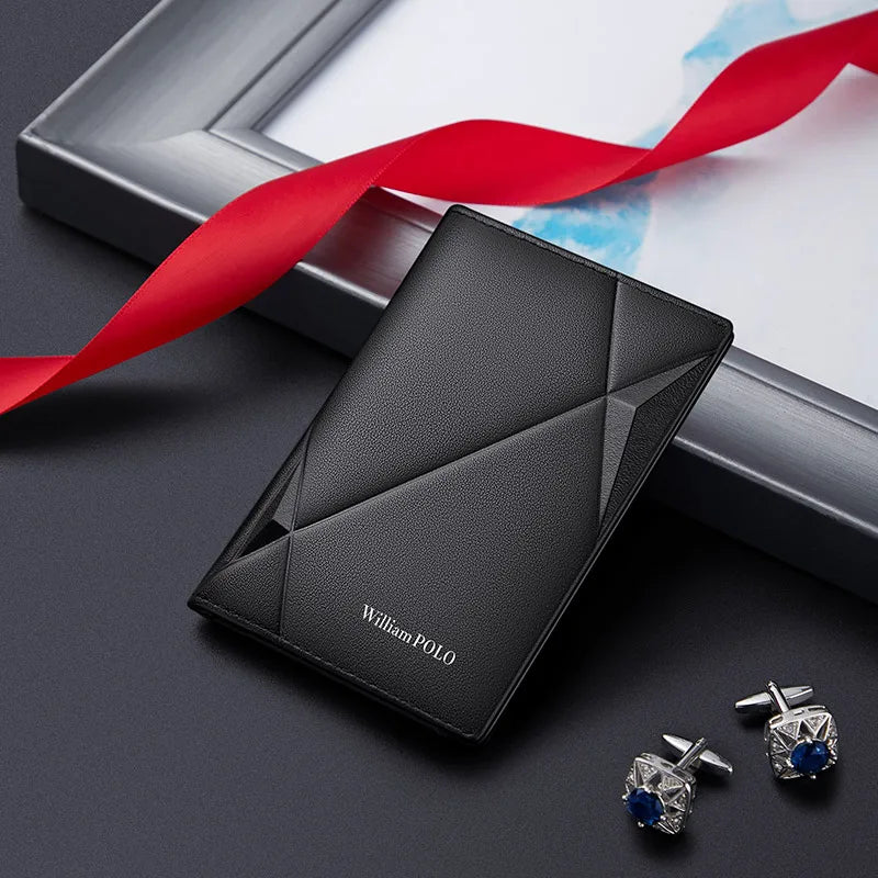 Ultra-Slim Vertical Leather Wallet - Multifunction Card Holder & ID Case