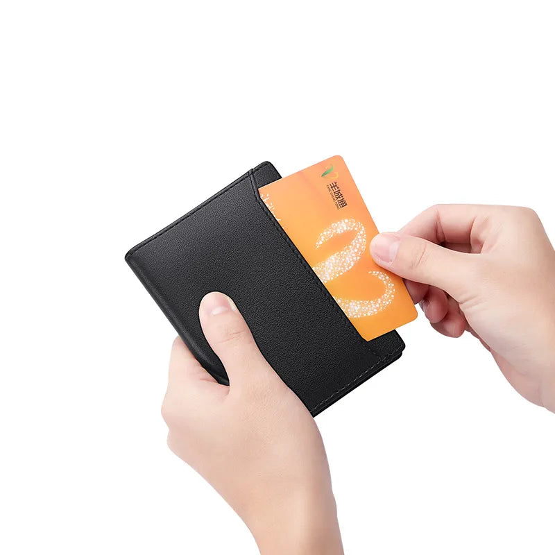 Ultra-Slim Vertical Leather Wallet - Multifunction Card Holder & ID Case