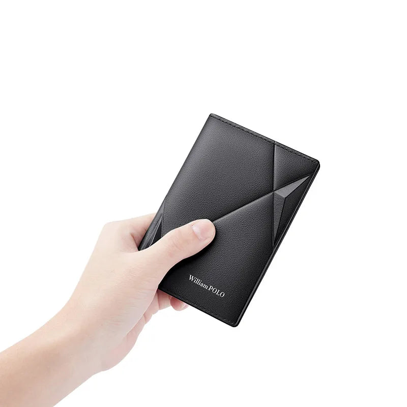 Ultra-Slim Vertical Leather Wallet - Multifunction Card Holder & ID Case