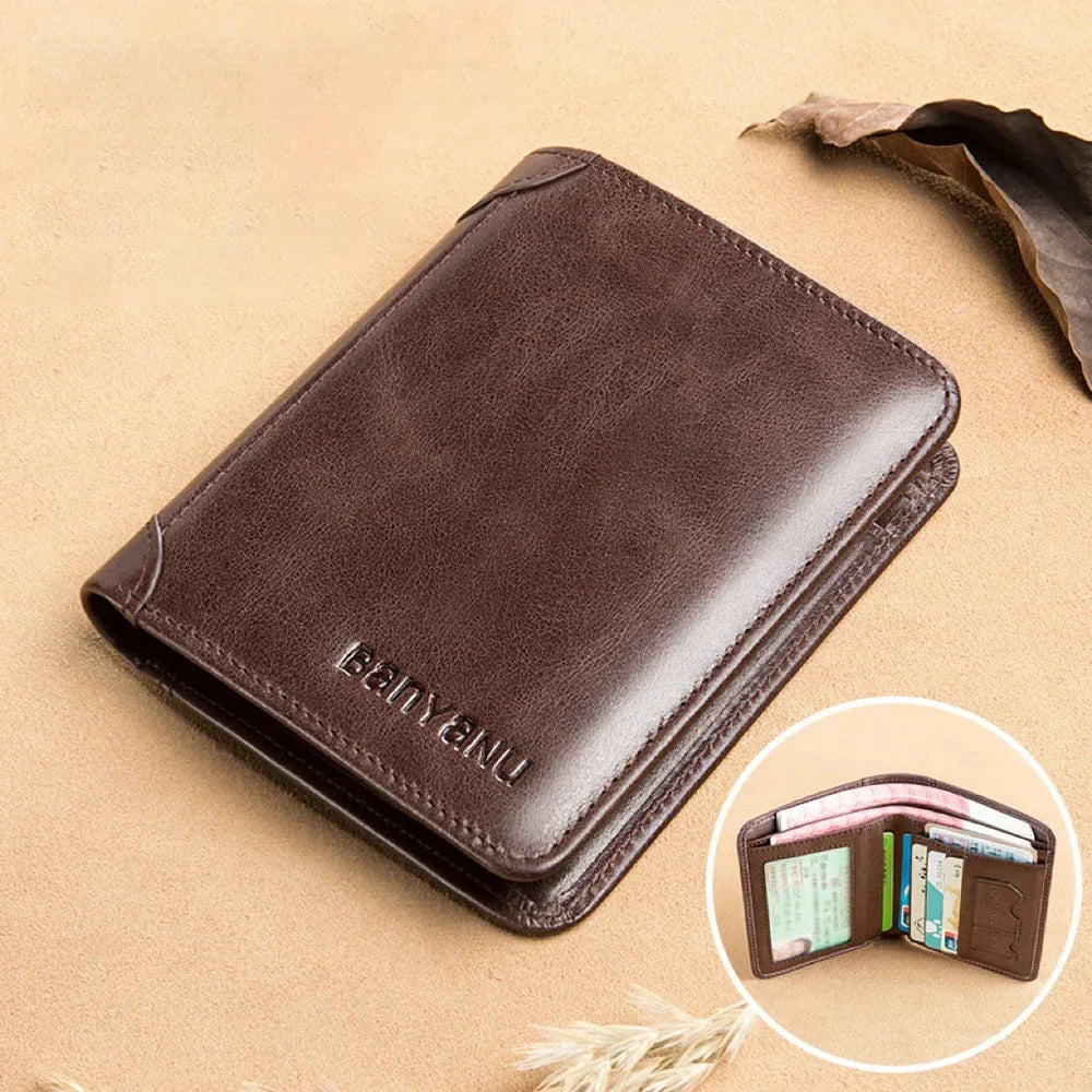 Slim Vertical Wallet for Men - RFID Protection & Minimalist Design