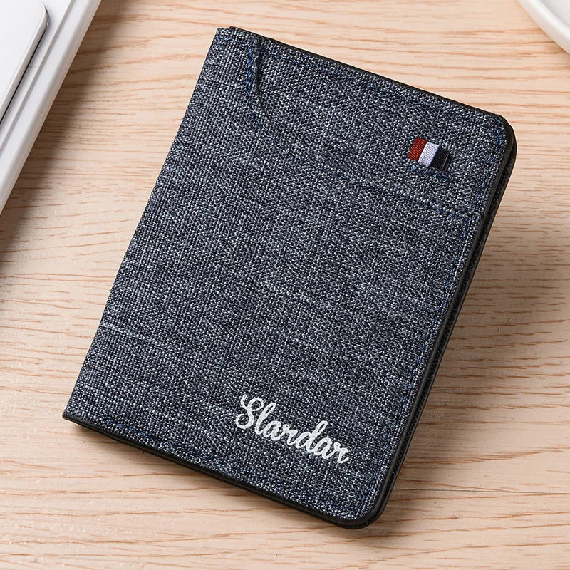 Vertical Canvas Wallet in Japanese Style - Ultra-slim Denim Trend