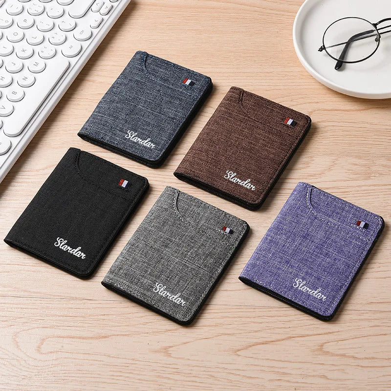 Vertical Canvas Wallet in Japanese Style - Ultra-slim Denim Trend
