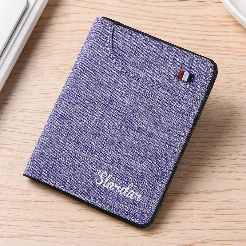 Vertical Canvas Wallet in Japanese Style - Ultra-slim Denim Trend