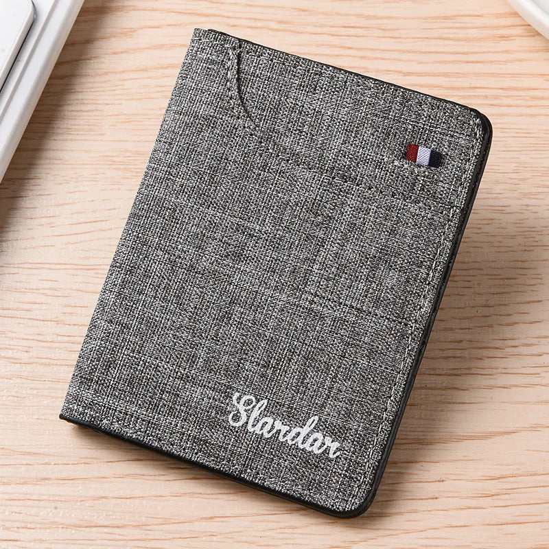Vertical Canvas Wallet in Japanese Style - Ultra-slim Denim Trend