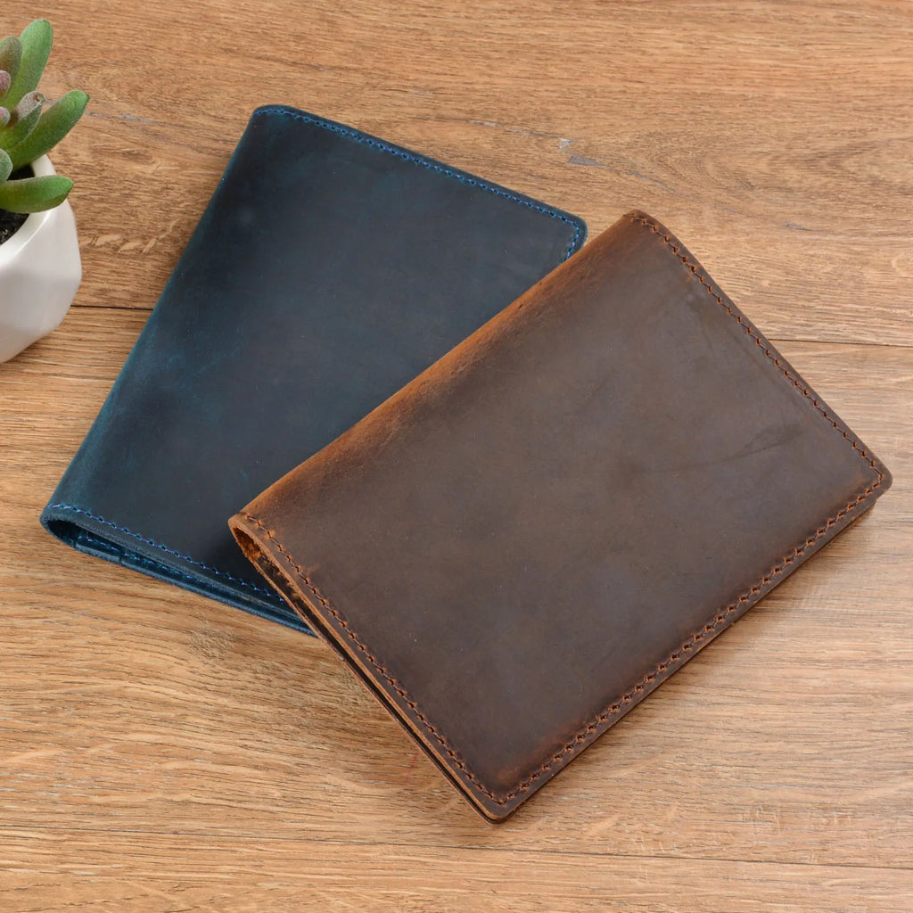 Handcrafted Crazy Horse Leather Passport Holder - Premium Travel Organizer