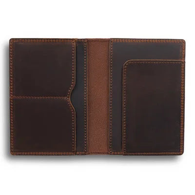 Genuine Leather Passport Holder Compact Travel Wallet Handmade Vintage