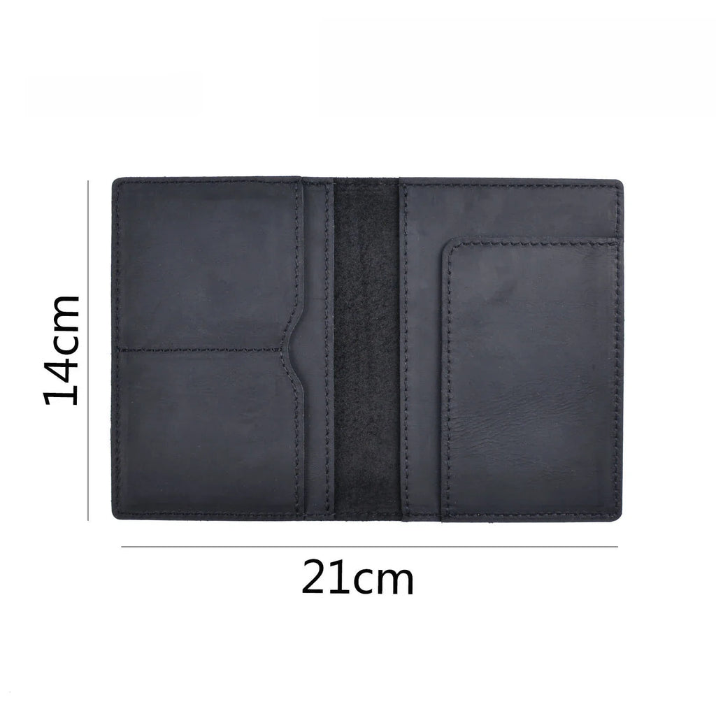 Genuine Leather Passport Holder Compact Travel Wallet Handmade Vintage