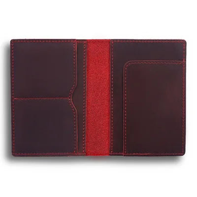 Genuine Leather Passport Holder Compact Travel Wallet Handmade Vintage