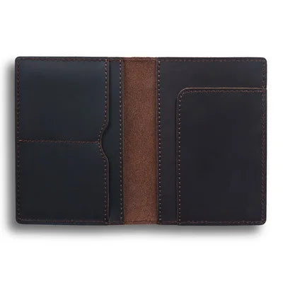 Genuine Leather Passport Holder Compact Travel Wallet Handmade Vintage
