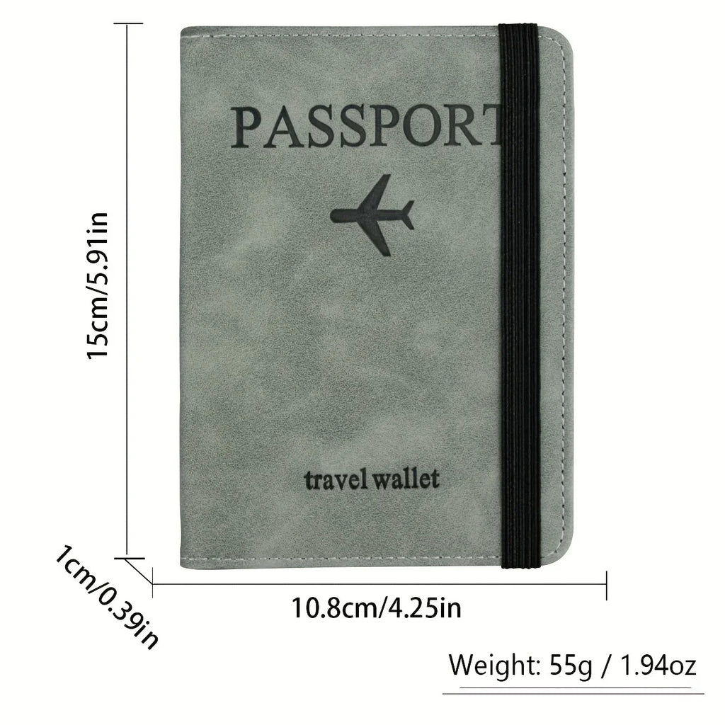 Retro PU Leather Passport Holder with RFID Blocking and Card Slots