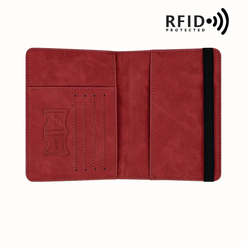 Retro PU Leather Passport Holder with RFID Blocking and Card Slots
