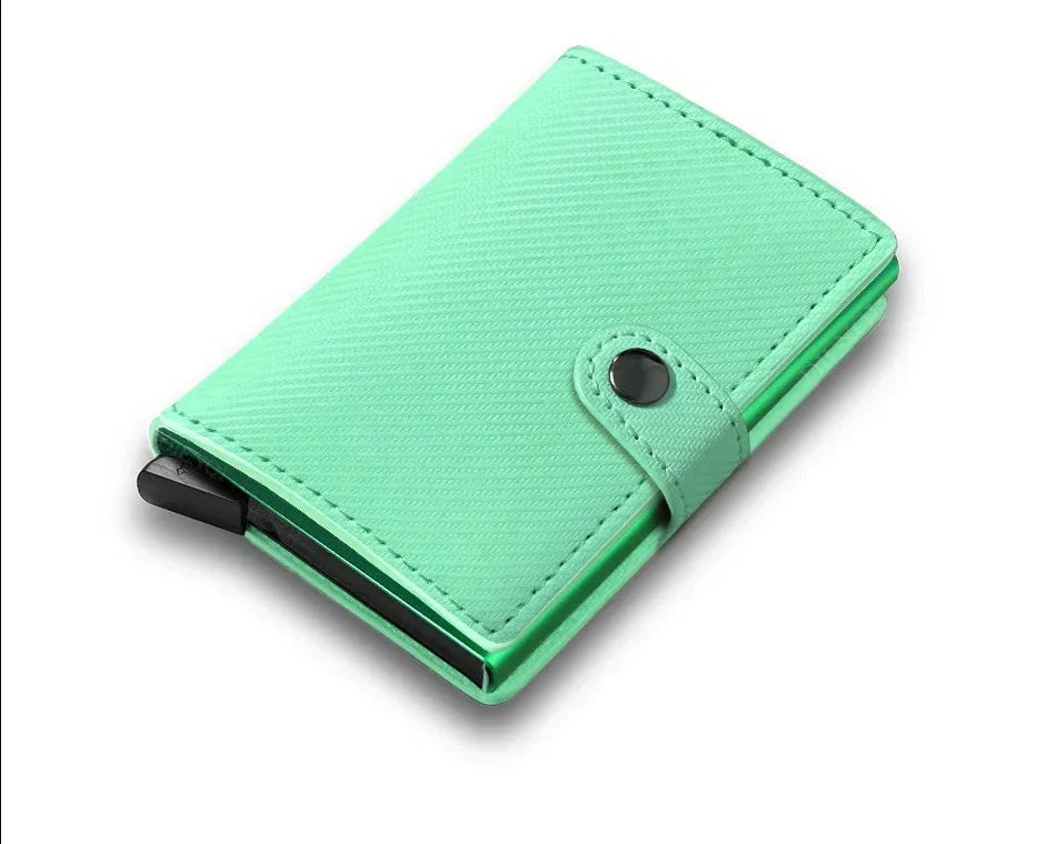 RFID Leather PU Carbon Automatic Card Holder with Quick Ejection