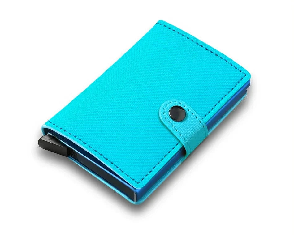 RFID Leather PU Carbon Automatic Card Holder with Quick Ejection
