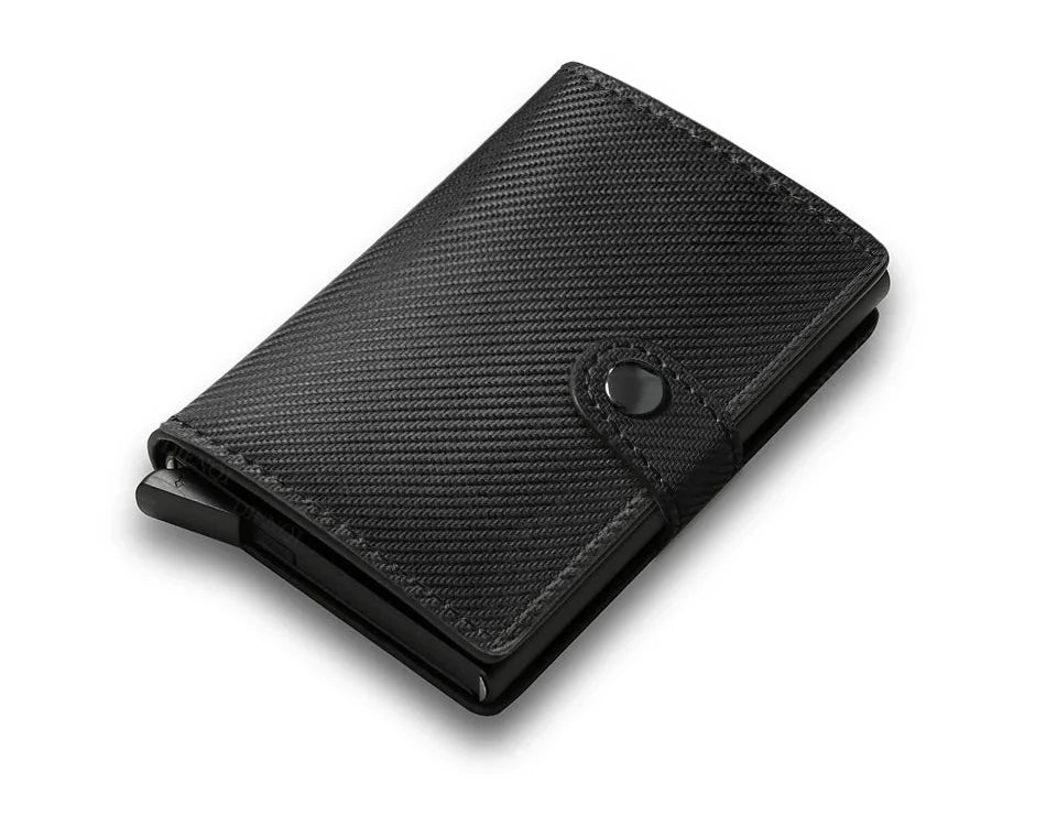 RFID Leather PU Carbon Automatic Card Holder with Quick Ejection