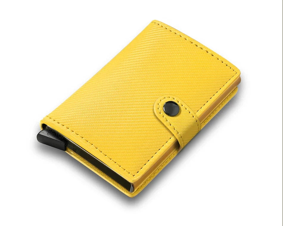RFID Leather PU Carbon Automatic Card Holder with Quick Ejection