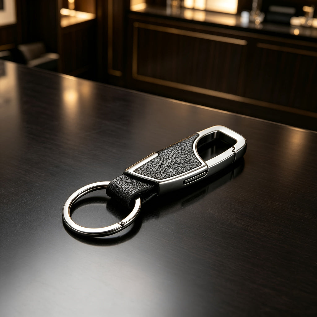 Men's Solid Black Wallet, 125 cm Belt and Keychain