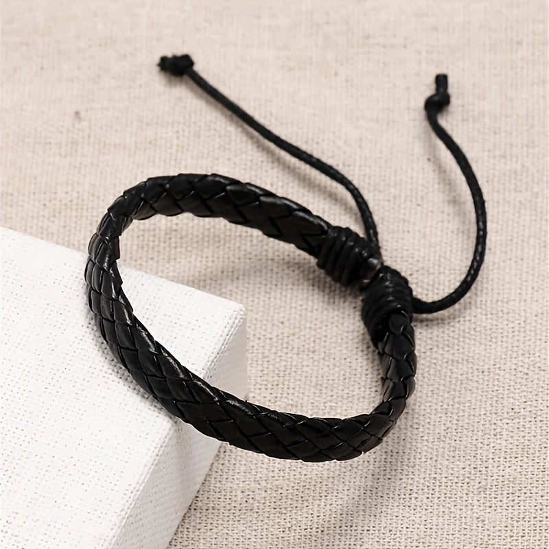 Men's Black Wallet, Ratchet Belt, and Braided Bracelet